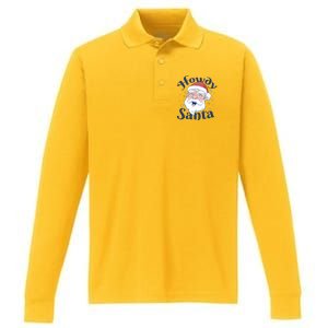 Howdy Santa Christmas Performance Long Sleeve Polo