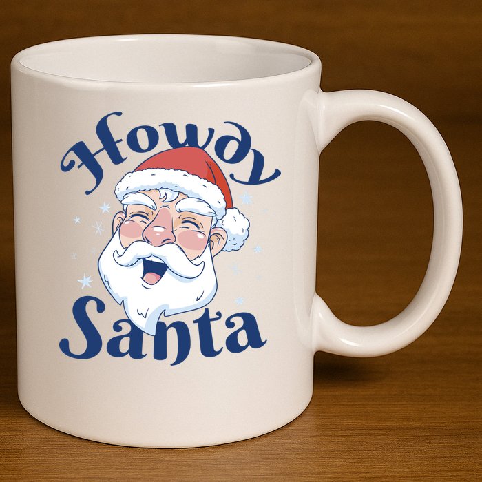 Howdy Santa Christmas 11oz C Handle Ceramic Mug