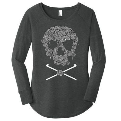 Halloweeen Skull Crochet Lovers Yarn Funny Skeleton Gift Women's Perfect Tri Tunic Long Sleeve Shirt