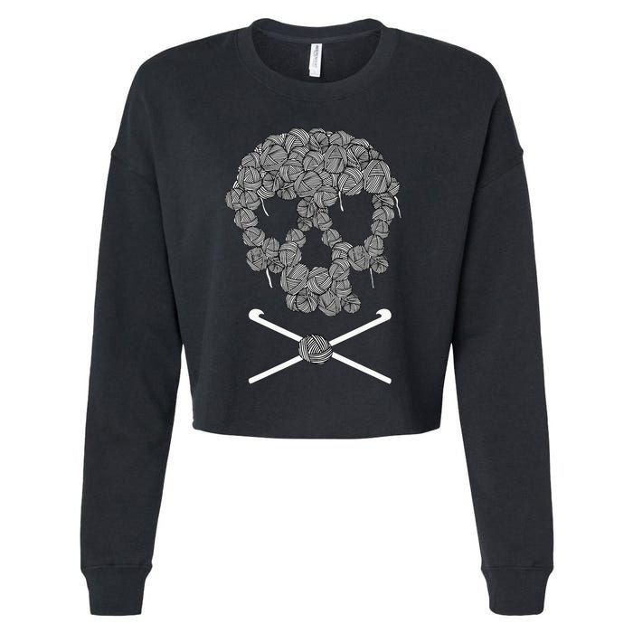 Halloweeen Skull Crochet Lovers Yarn Funny Skeleton Gift Cropped Pullover Crew