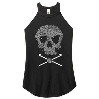 Halloweeen Skull Crochet Lovers Yarn Funny Skeleton Gift Women’s Perfect Tri Rocker Tank