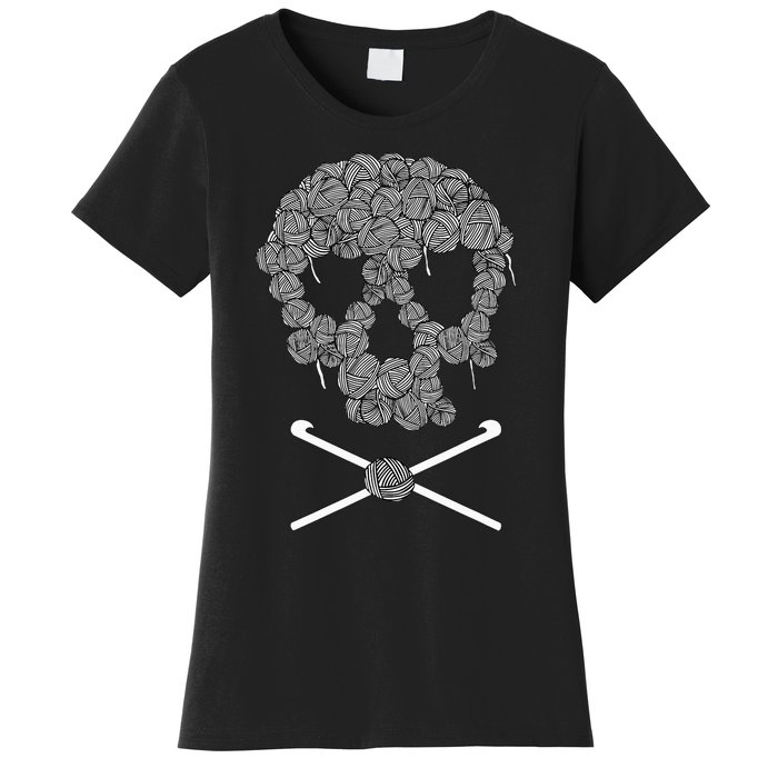 Halloweeen Skull Crochet Lovers Yarn Funny Skeleton Gift Women's T-Shirt