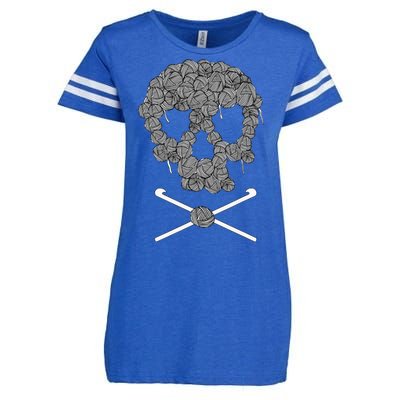 Halloweeen Skull Crochet Lovers Yarn Funny Skeleton Gift Enza Ladies Jersey Football T-Shirt