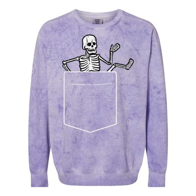 Halloween Skeleton Costume Pocket Colorblast Crewneck Sweatshirt