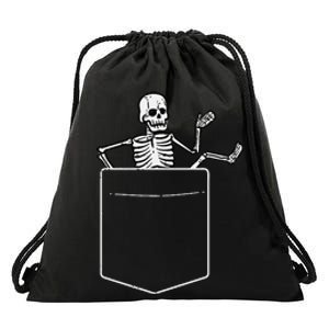 Halloween Skeleton Costume Pocket Drawstring Bag