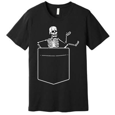 Halloween Skeleton Costume Pocket Premium T-Shirt