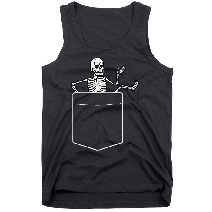 Halloween Skeleton Costume Pocket Tank Top