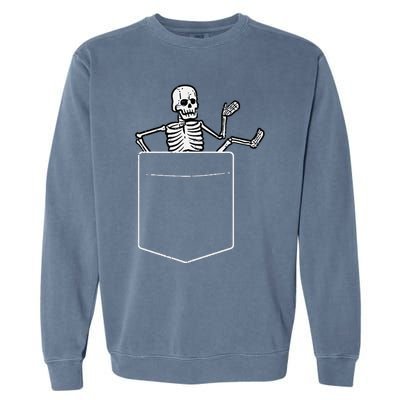 Halloween Skeleton Costume Pocket Garment-Dyed Sweatshirt