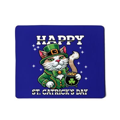 Happy St CatrickS Day Funny Cat Leprechaun Design Funny Gift Mousepad