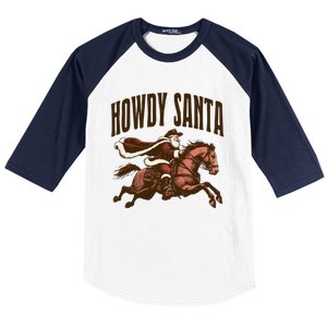 Howdy Santa Cow Christmas Country Gift Baseball Sleeve Shirt