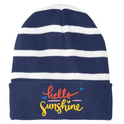 Hello Sunshine Cute Gift Striped Beanie with Solid Band