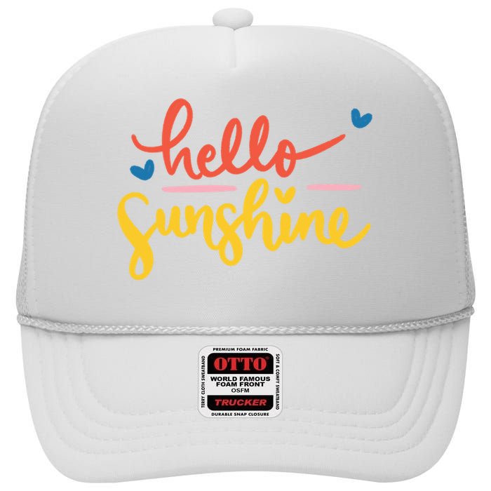 Hello Sunshine Cute Gift High Crown Mesh Back Trucker Hat