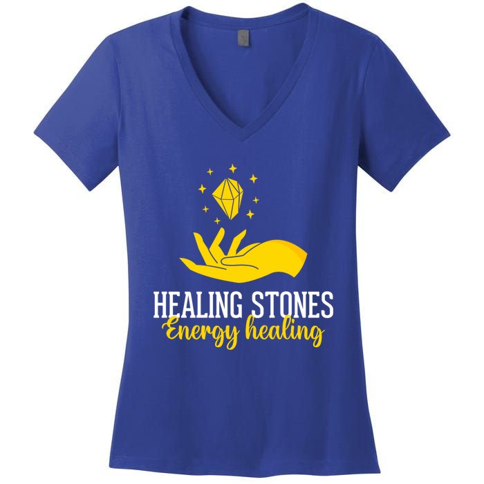 Healing Stones Chakra Chakra Life Tree Chakra Medicine Gift Women's V-Neck T-Shirt