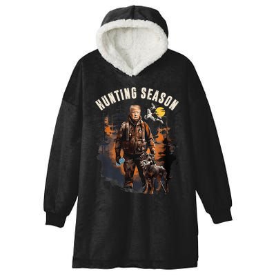 Hunting Season Camo Hunting Trump Duck Hooded Wearable Blanket