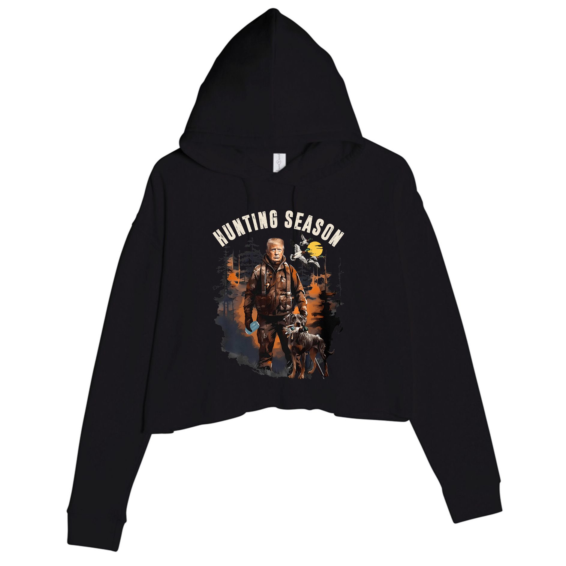 Hunting Season Camo Hunting Trump Duck Crop Fleece Hoodie