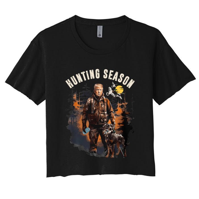 Hunting Season Camo Hunting Trump Duck Women's Crop Top Tee