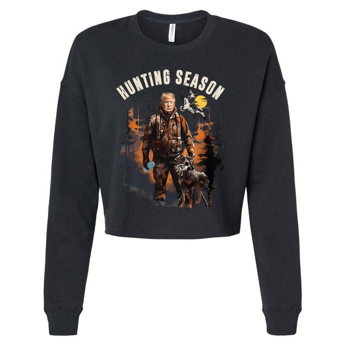 Hunting Season Camo Hunting Trump Duck Cropped Pullover Crew