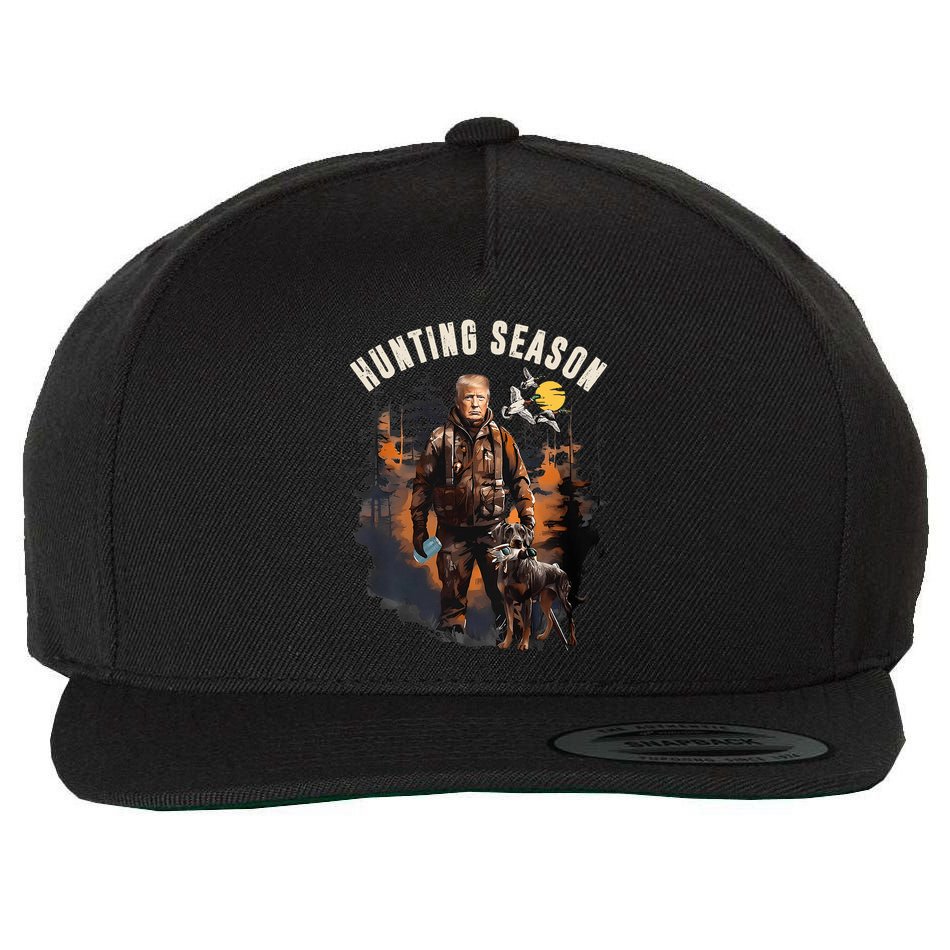 Hunting Season Camo Hunting Trump Duck Wool Snapback Cap