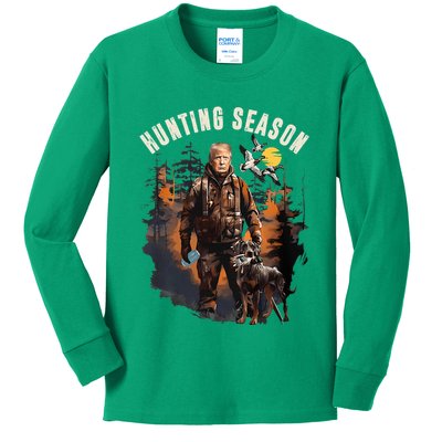 Hunting Season Camo Hunting Trump Duck Kids Long Sleeve Shirt