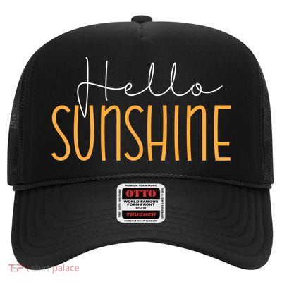 Hello Sunshine Cute Gift High Crown Mesh Back Trucker Hat