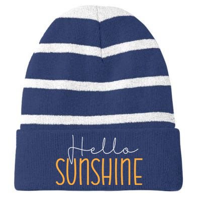 Hello Sunshine Cute Gift Striped Beanie with Solid Band