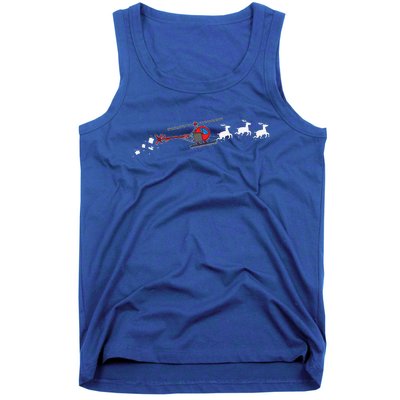 Helicopter Santa Christmas Sleigh Funny Helicopter Xmas Tank Top