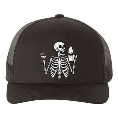 Halloween Skeleton Coffee Peace Funny Costume Yupoong Adult 5-Panel Trucker Hat