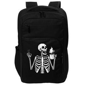 Halloween Skeleton Coffee Peace Funny Costume Impact Tech Backpack