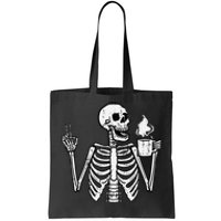 Halloween Skeleton Coffee Peace Funny Costume Tote Bag