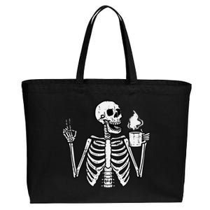 Halloween Skeleton Coffee Peace Funny Costume Cotton Canvas Jumbo Tote