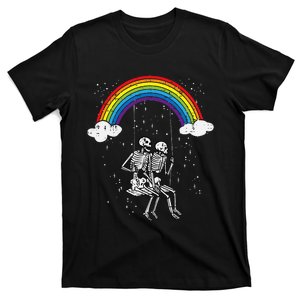 Halloween Skeletons Couple Rainbow Swing Costume T-Shirt