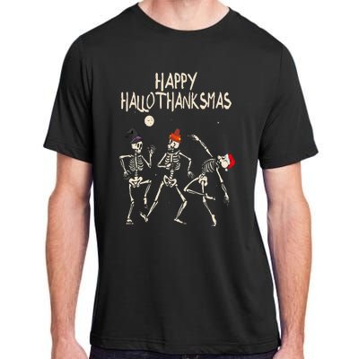 Hallothanksmas Skeleton Christmas Halloween Thanksgiving Fun Adult ChromaSoft Performance T-Shirt