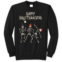 Hallothanksmas Skeleton Christmas Halloween Thanksgiving Fun Tall Sweatshirt