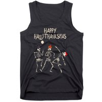 Hallothanksmas Skeleton Christmas Halloween Thanksgiving Fun Tank Top