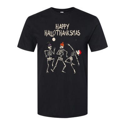 Hallothanksmas Skeleton Christmas Halloween Thanksgiving Fun Softstyle® CVC T-Shirt