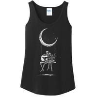 Halloween Skeleton Couple Guitar Moon Band Rock And Roll Ladies Essential Tank