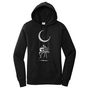 Halloween Skeleton Couple Guitar Moon Band Rock And Roll Women's Pullover Hoodie