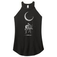 Halloween Skeleton Couple Guitar Moon Band Rock And Roll Women's Perfect Tri Rocker Tank