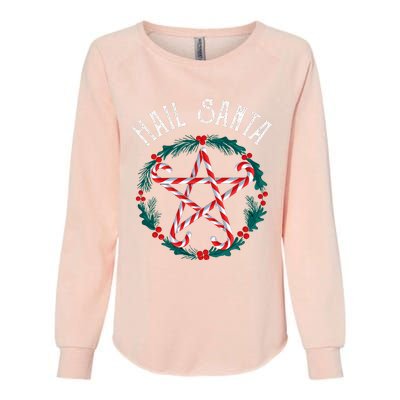 Hail Santa Candy Cane Pentagram Gothmas Womens California Wash Sweatshirt