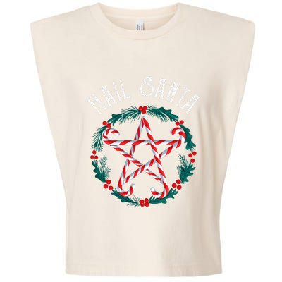 Hail Santa Candy Cane Pentagram Gothmas Garment-Dyed Women's Muscle Tee