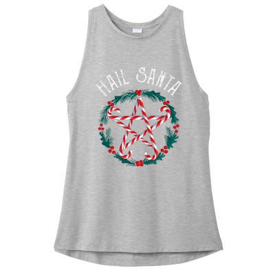 Hail Santa Candy Cane Pentagram Gothmas Ladies PosiCharge Tri-Blend Wicking Tank