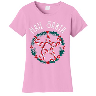 Hail Santa Candy Cane Pentagram Gothmas Women's T-Shirt