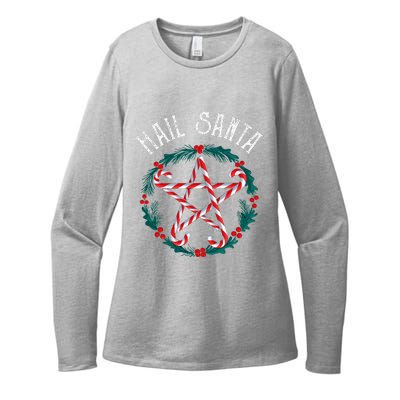 Hail Santa Candy Cane Pentagram Gothmas Womens CVC Long Sleeve Shirt