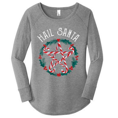 Hail Santa Candy Cane Pentagram Gothmas Women's Perfect Tri Tunic Long Sleeve Shirt