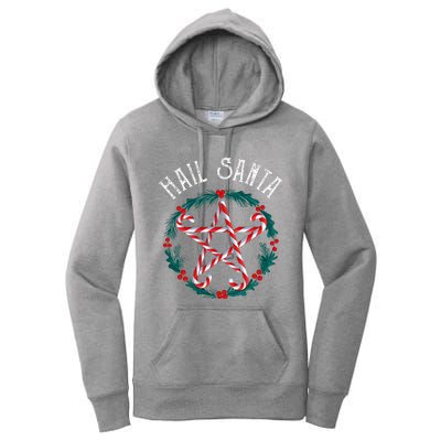 Hail Santa Candy Cane Pentagram Gothmas Women's Pullover Hoodie