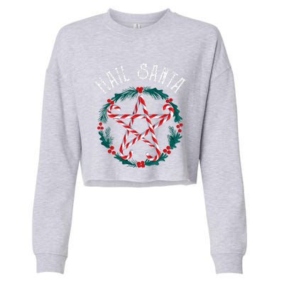 Hail Santa Candy Cane Pentagram Gothmas Cropped Pullover Crew