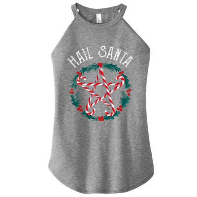 Hail Santa Candy Cane Pentagram Gothmas Women's Perfect Tri Rocker Tank