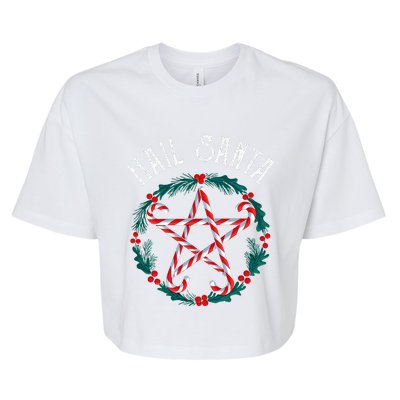 Hail Santa Candy Cane Pentagram Gothmas Bella+Canvas Jersey Crop Tee