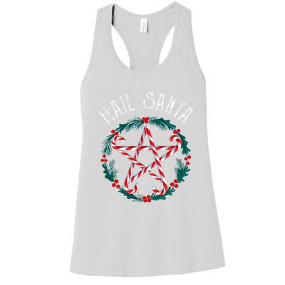 Hail Santa Candy Cane Pentagram Gothmas Women's Racerback Tank