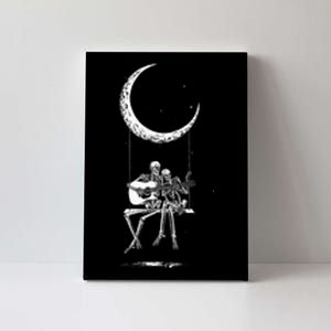 Halloween Skeleton Couple Guitar Moon Band Rock And Roll Canvas